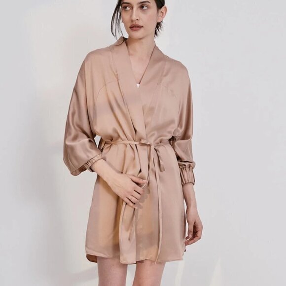 Lunya Washable Silk Robe Otium tan Medium P648